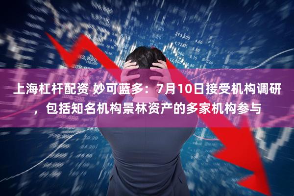 上海杠杆配资 妙可蓝多：7月10日接受机构调研，包括知名机构景林资产的多家机构参与