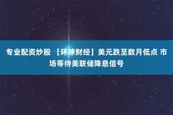 专业配资炒股 【环球财经】美元跌至数月低点 市场等待美联储降息信号